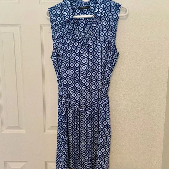 banana republic factory blue dress Banana Republic Factory Dress Womens M Navy Blue Elastic Waist Knee Length